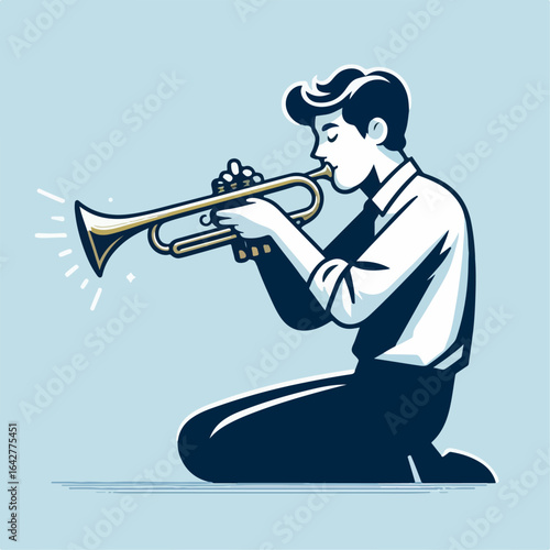 illustration of a man playing the trumpet 