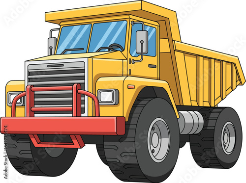 Bright Yellow Cartoon Dump Truck Vector