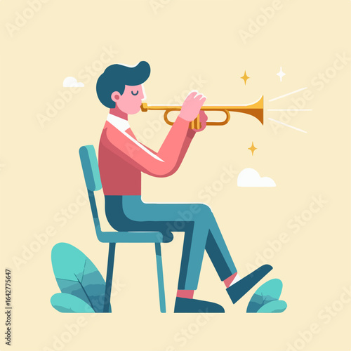 illustration of a man playing the trumpet 