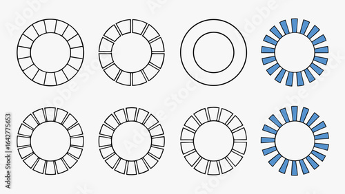 Circular loading indicators with segmented design loading spinner