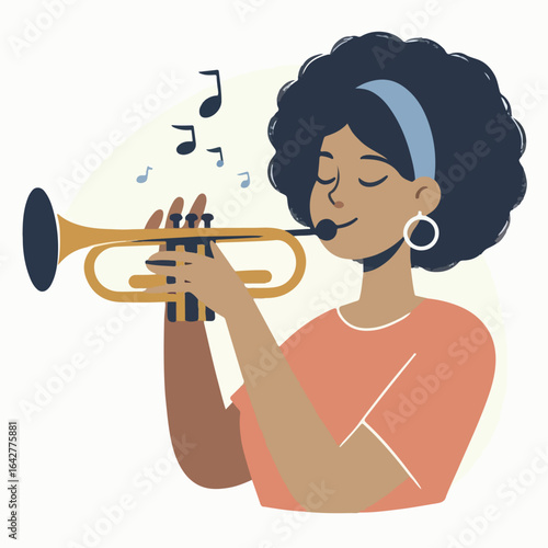 illustration of a woman playing the trumpet 