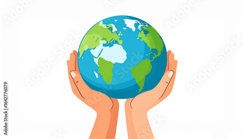 Hands gently holding the Earth, symbolizing global care and protection.