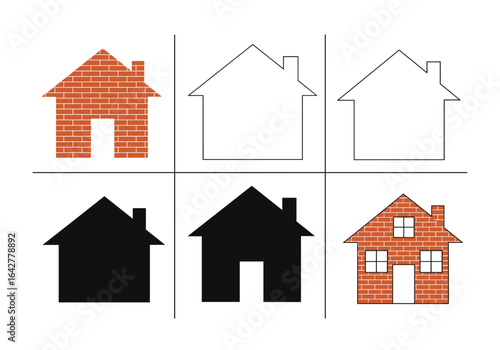 Visual representation of diverse house designs and architectural styles showcasing different exteriors and silhouettes