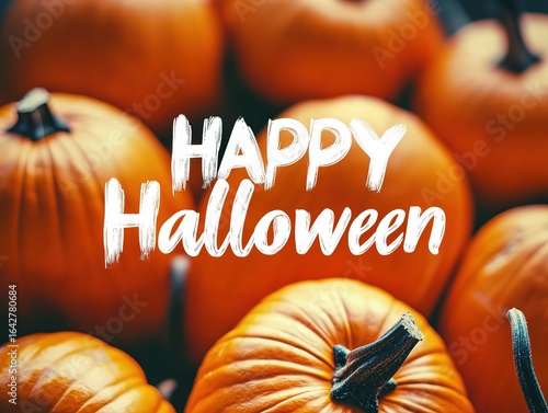 Halloween White Text Pumpkin Background High Resolution Hyper-Realistic Design