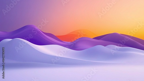 Dreamy Gradient Minimalist Wallpaper: Purple Orange Yellow Layered Desert Scenery, Soft Light Low Angle Depth