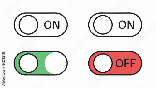 Toggle switch icons on off minimal vector