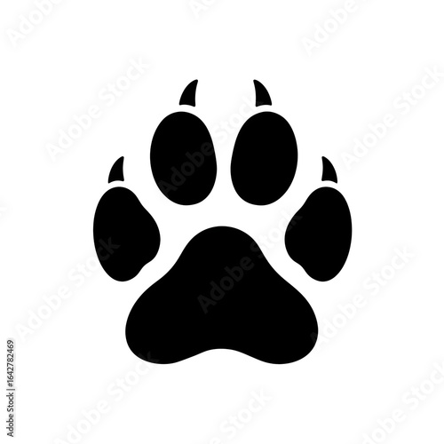 Simple paw print outline, a versatile graphic for pet care, wildlife, or animal-themed projects.