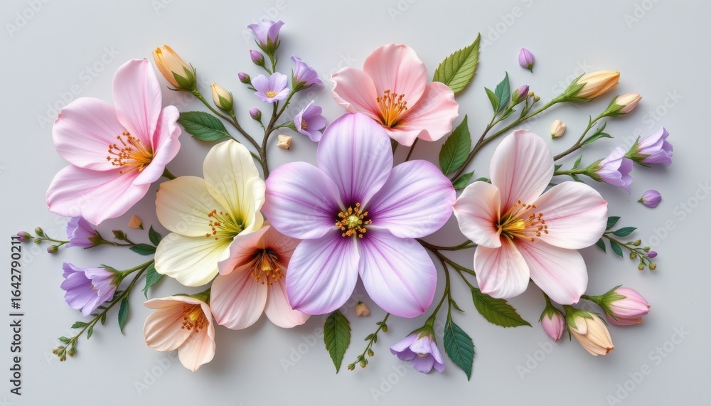 Obraz premium Delicate Lilac Eustoma and Gentian Watercolor Arrangement