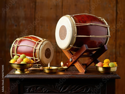 Wallpaper Mural Traditional indian dhol drums and sweets for festive celebration Torontodigital.ca