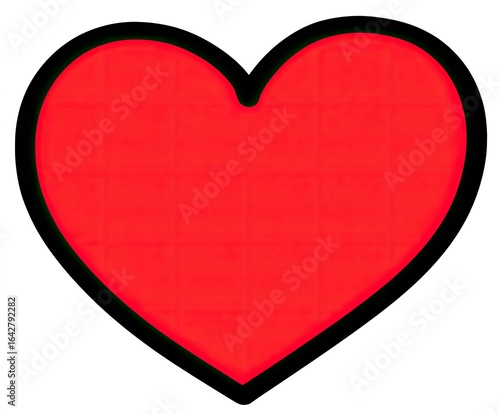 Simple red heart shape with a black outline