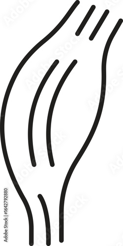 Human arm muscle icon, precise vector outline for anatomy, fitness, medical, healthcare, biology, muscle structure, and science illustration, with transparent background