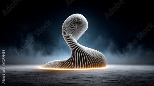 Fototapeta Naklejka Na Ścianę i Meble -  Rippled waveform light tracing curves through fog