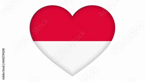 Heart shaped flag of Indonesia featuring red and white colors on a clean background
