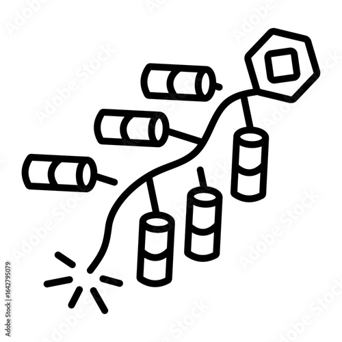 A linear style icon representing firecrackers 