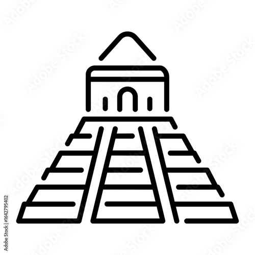 A line style icon showing aztec temple  