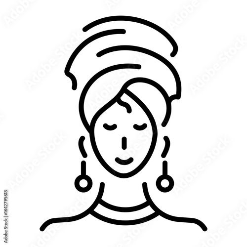 An outline style icon depicting headwrap  