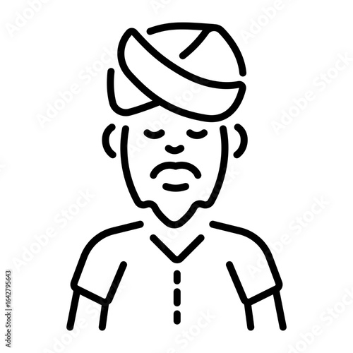 An outline style icon depicting turban  