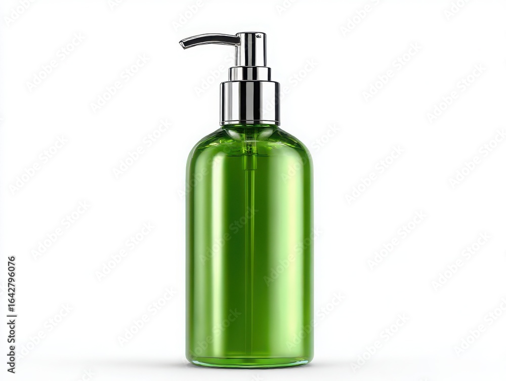 Shiny green liquid soap dispenser pump bottle isolated on white background Shiny green liquid soap dispenser pump bottle isolated on white background