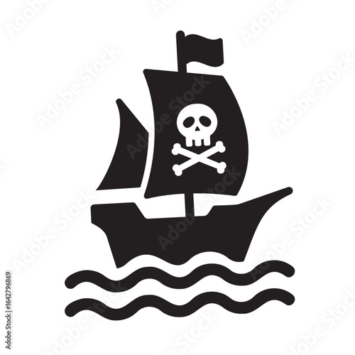 Pirate ship icon for sailing adventure and maritime exploration