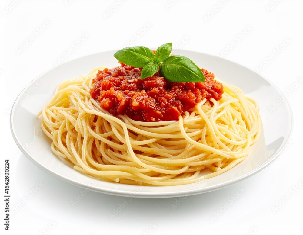spaghetti with tomato sauce and basil spaghetti with tomato sauce and basil