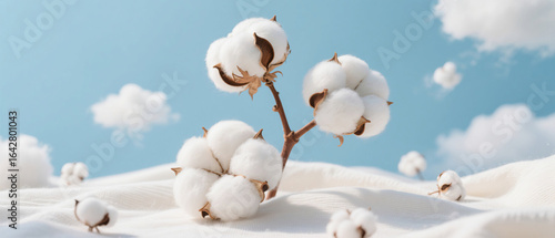 Full fluffy cotton on the cotton fabric