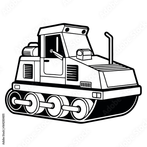 Vector art of road roller compactor for construction isolated on white background