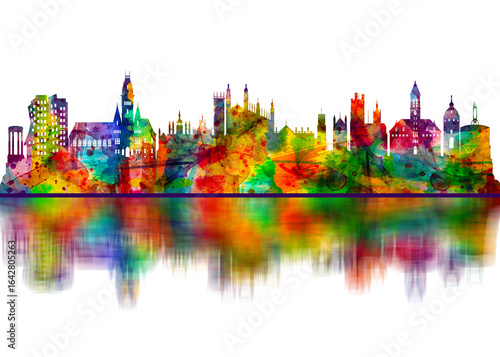 Cambridge England Skyline, Cityscape Skyscraper Buildings Landscape City Downtown Abstract Landmarks Travel Background Modern Art Architecture