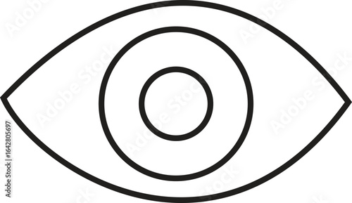 Human eye organ icon, precise vector outline for anatomy, medical, healthcare, biology, hospital, ophthalmology, and science illustration, with transparent background
