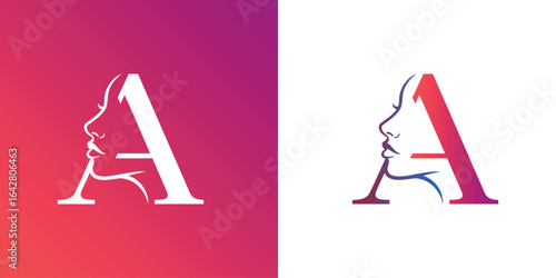 A creative logo of the letter 'A' integrated with a woman's elegant side profile, perfect for beauty, fashion, cosmetic, and salon brands.