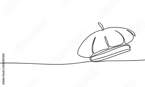Beret Hat Single Line Drawing