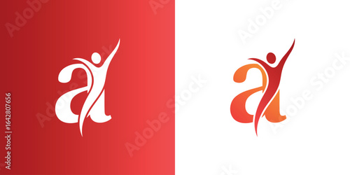 A dynamic logo of the lowercase letter 'a' with an integrated abstract human figure with one arm raised, symbolizing energy, freedom, and leadership.