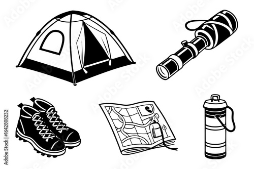 camping icons set