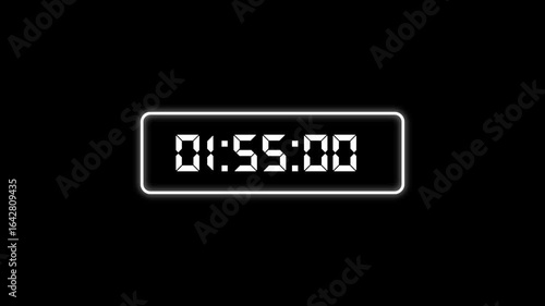 Two minutes countdown animation, Simple countdown timer of 2 minute. Two minutes countdown animation from 2 minutes to 0 second on black background.