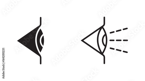Eye side icon symbol collection on white background. side icon set in black filled and stroke line style
