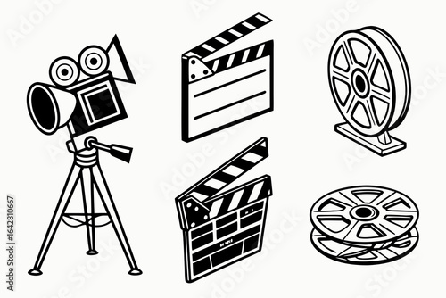 movie camera icon set