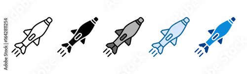 Ballistic Missile Icon Set Multiple Style Collection