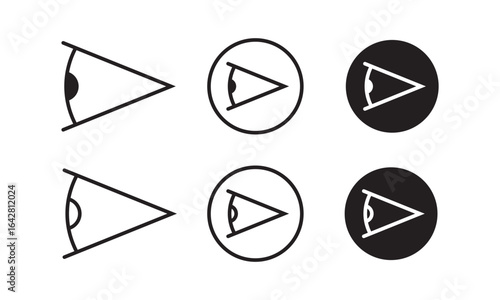 Eye side icon symbol collection on white background. side icon set in black filled and stroke line style
