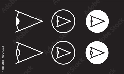 Eye side icon symbol collection on white background. side icon set in black filled and stroke line style
