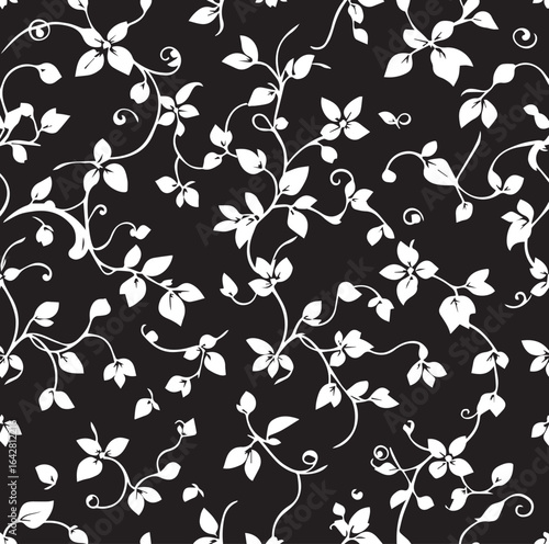 Seamless black and white floral viral pattern