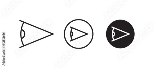 Eye side icon symbol collection on white background. side icon set in black filled and stroke line style
