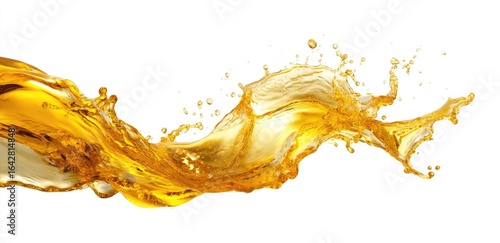 Golden liquid splashing and flowing