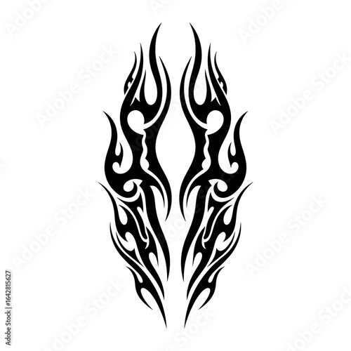 Vertical Tribal Flame Tattoo Design.