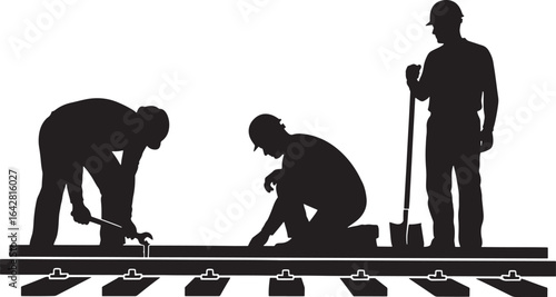 Construction railroad worker silhouette vector