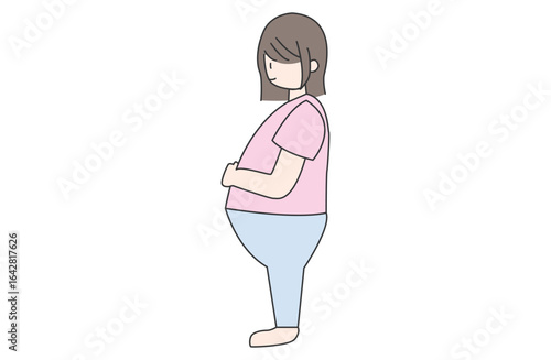 デニムパンツを履いた妊婦のイラスト