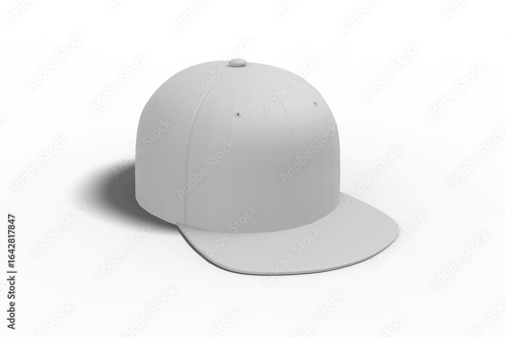 Fototapeta premium High Angle View of Blank White Cap, 3D Illustration