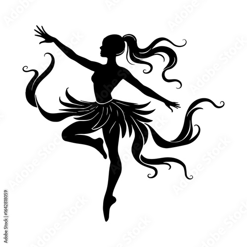 Silhouette ballerina dancer vector art design for dance studio and ballet performance promotion and creative design on transparent background