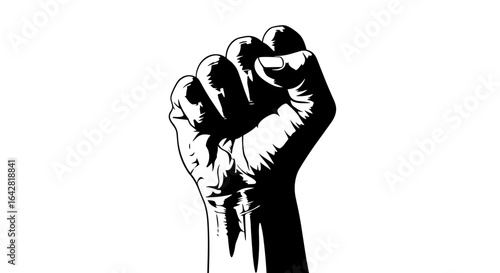 A powerful symbol of human strength resilience and unwavering determination raised high in protest against injustice and oppression advocating for change