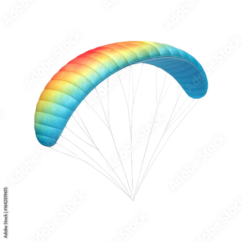 Colorful paraglider wing isolated on transparent background
