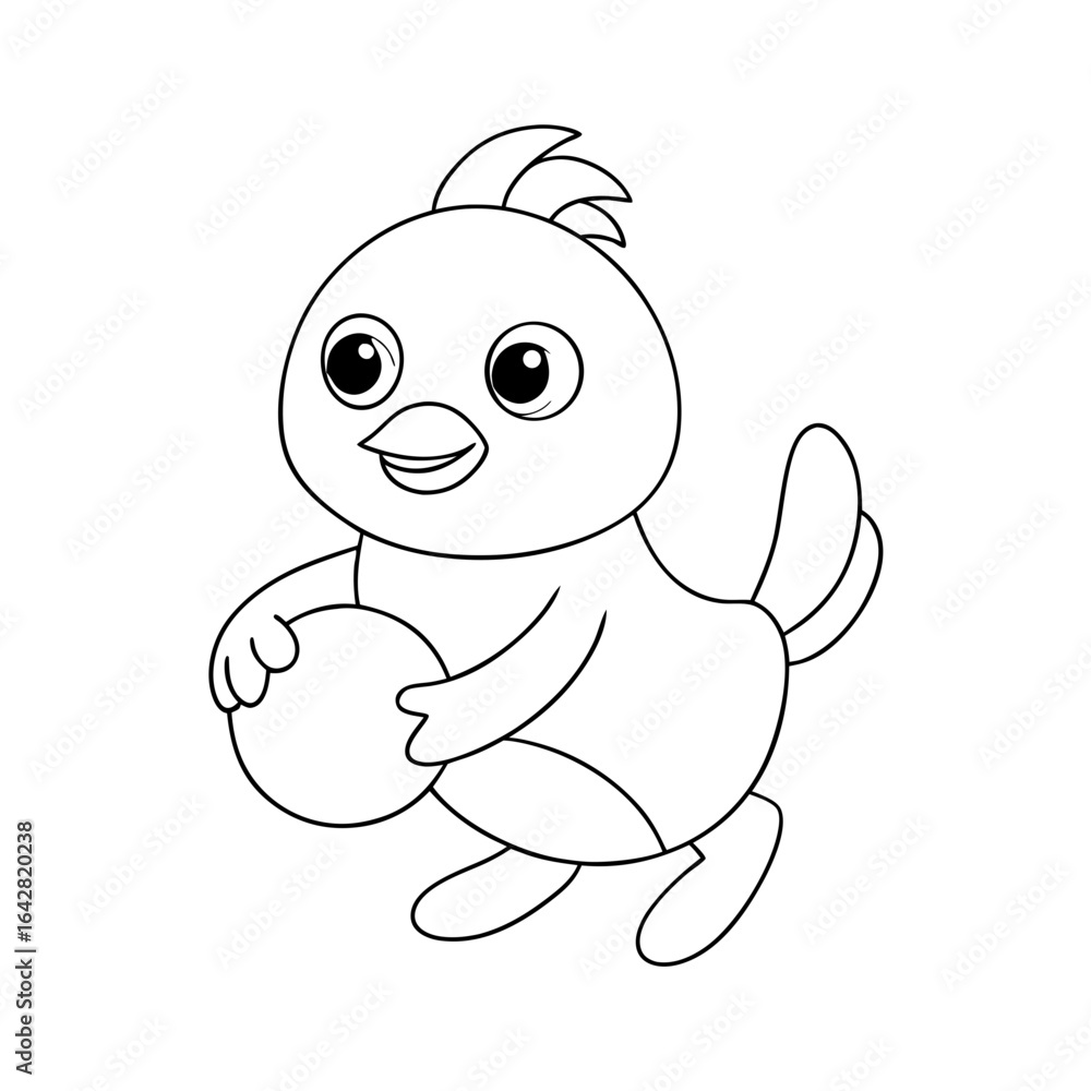 Obraz premium black outline printable chick watering plants