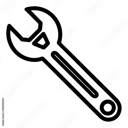 Vector art of adjustable wrench tool isolated on white background
